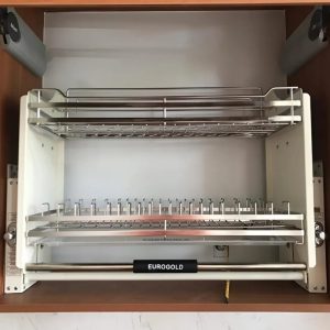 Giá bát đĩa nâng hạ inox 304 khung màu trắng EVI170W