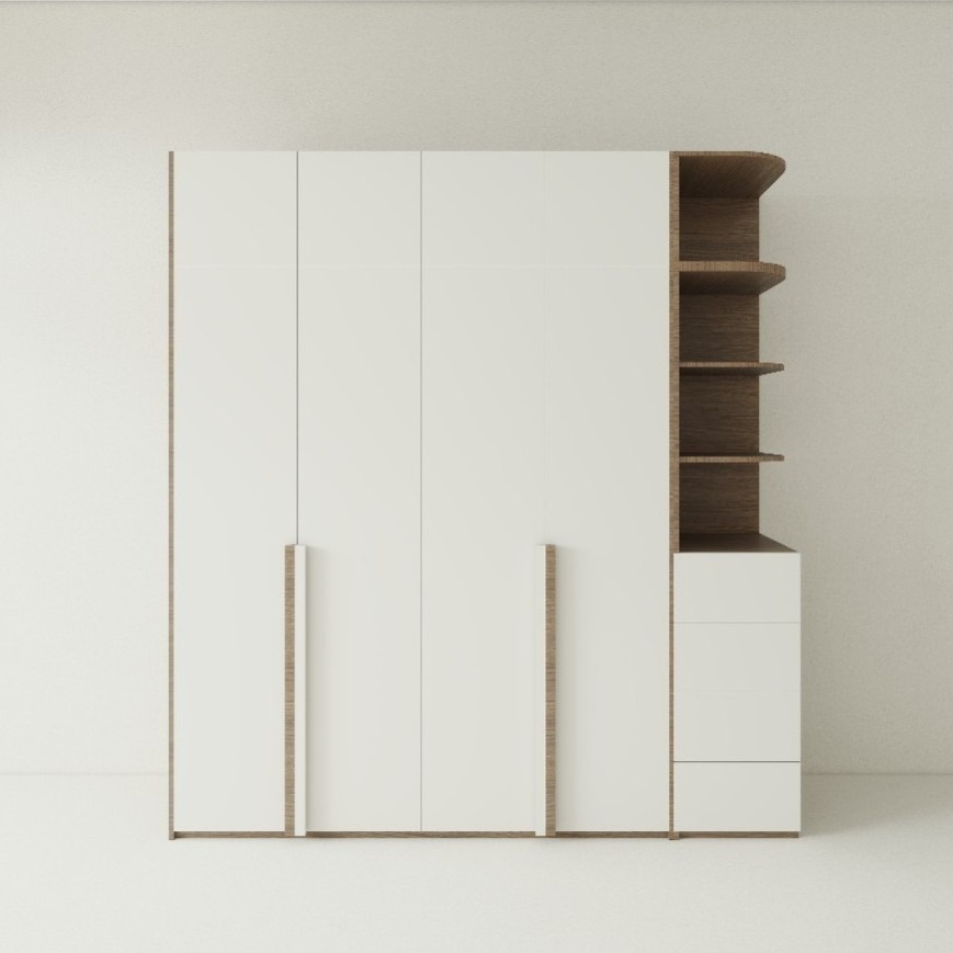 Tủ Quần Áo Gỗ MDF Có Kệ Góc TATD27