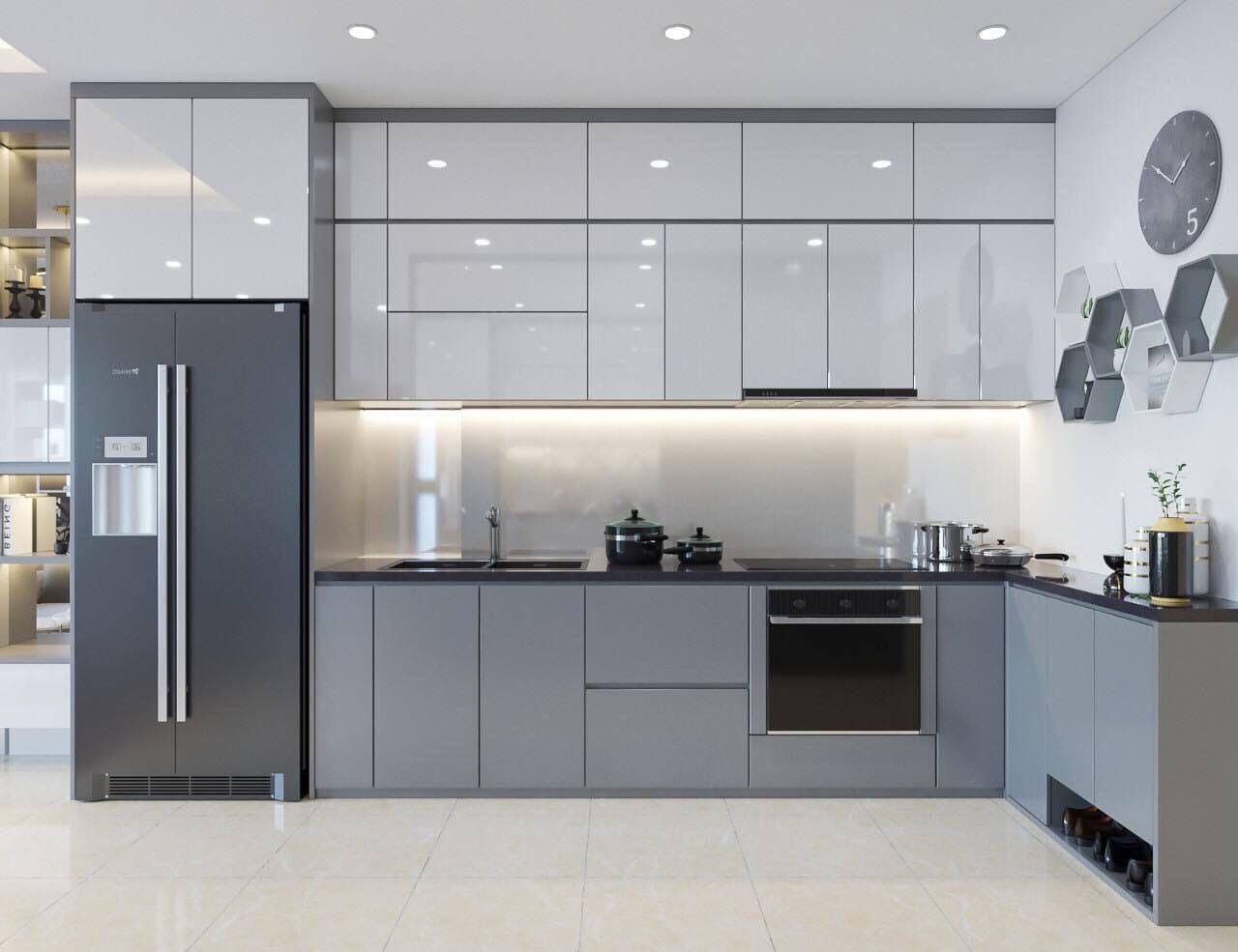 Tủ bếp MDF phủ Melamin Cánh Acrylic CN32