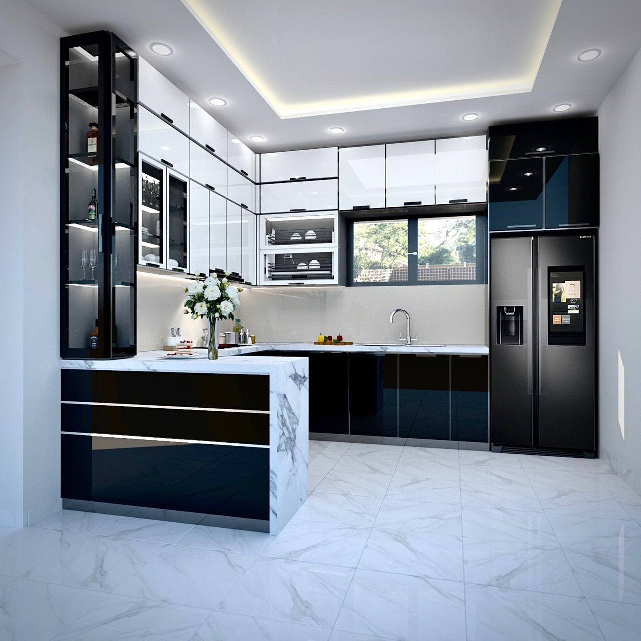 Tủ bếp Inox Cánh Kính CN06