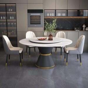 Bộ Bàn Ăn Mặt Đá Thiết Kế Xoay Tròn Thông Minh – BA06