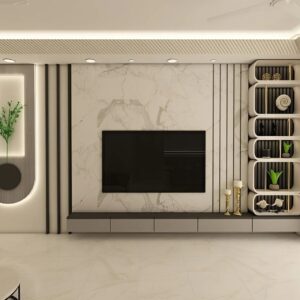 Vách Tivi MDF cắt CNC nan – VT09