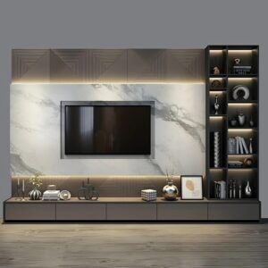 Vách Tivi MDF cắt CNC nan – VT14