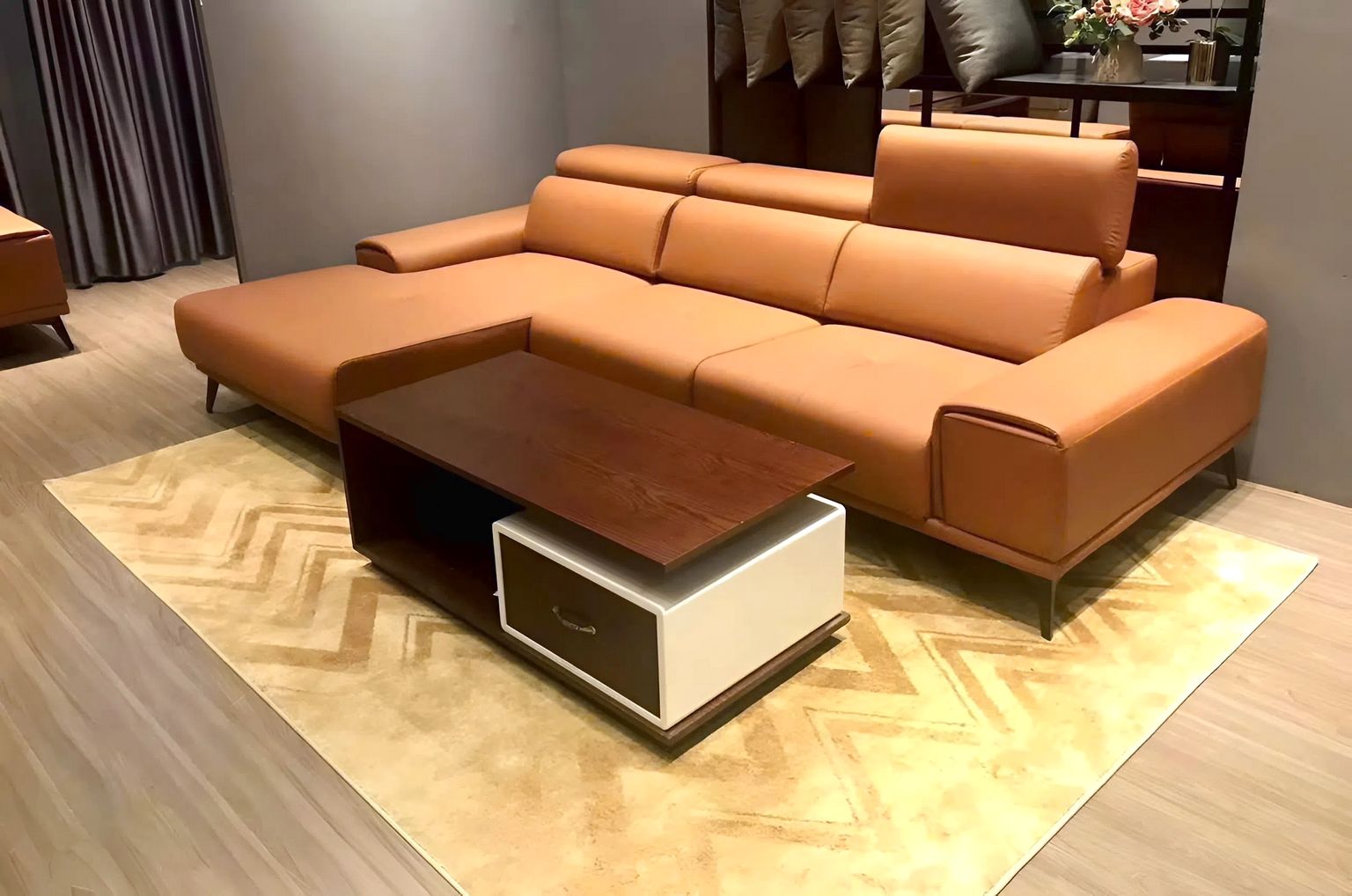 Bộ Sofa da chống bút bi, chống xước chữ L SF03